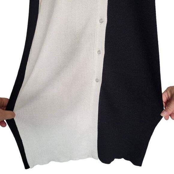 Eloquii Ribbed Colorblock Halter Collared Button Front Midi Dress Size 18/20 - Picture 7 of 10